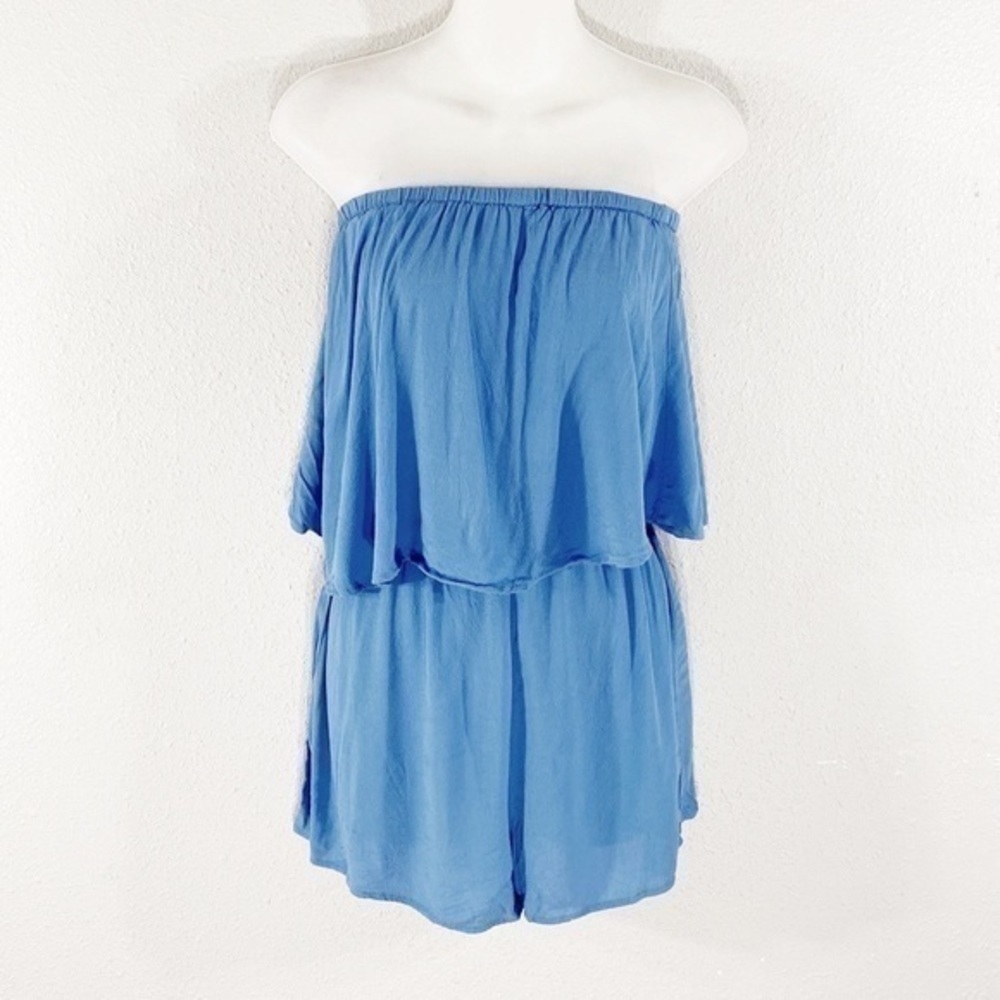 SMYM Thelma Italian Blue crepe popover romper - Picture 4 of 11